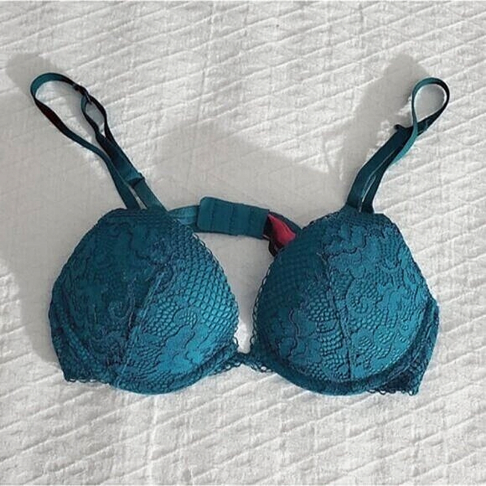 La Senza Lightly Lined Vibrant Blue/Teal Plunge "Obsession" Bra- 32B